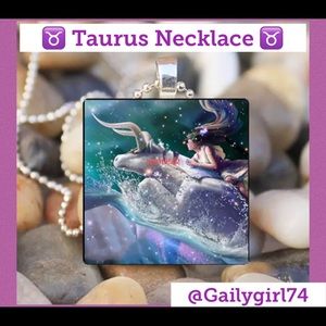 4 For $20 Taurus Glass Cabochon Silver Tile Chain